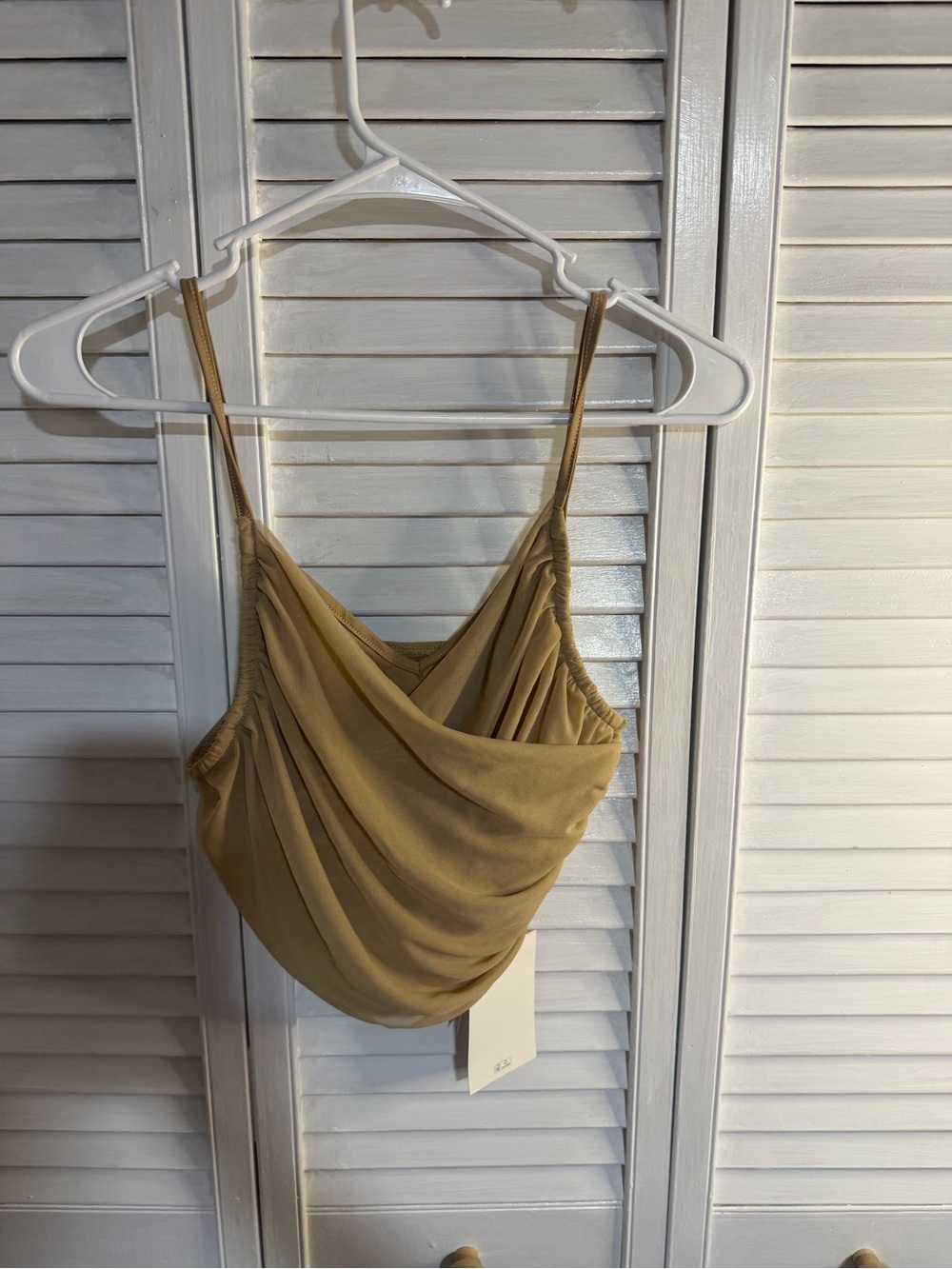 Cider Draped Spaghetti Strap Cami in Tan